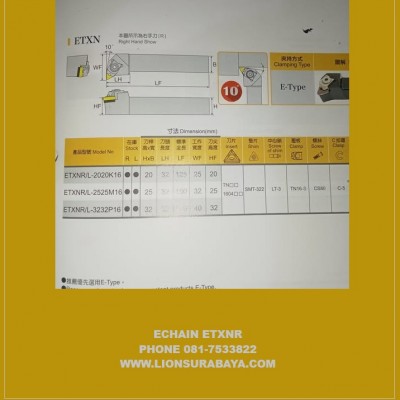 Jual Holder Bubut Luar ETXNR ( TNMG1604 ) Merk Echain