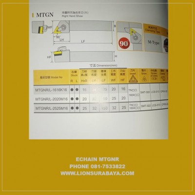 Jual Holder Bubut Luar MTGNR ( TNMG1604 ) Merk Echain