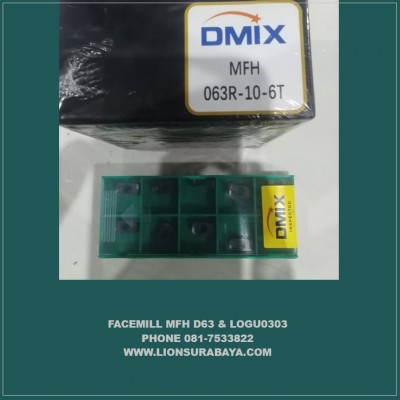 Jual paket facemilling cutter MFH D63 include insert LOGU0303 merk DMIX