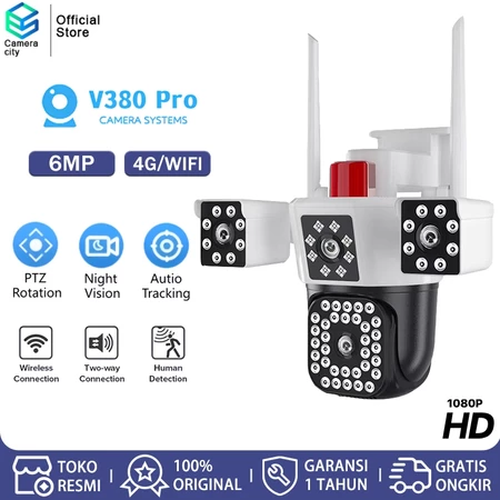 CAMERACITY CCTV 4G 3 Lensa Zoom 10 - Kamera Multifungsi Vision Malam Warna Penuh Penglihatan Jelas Outdoor/Indoor Paket SIM Cameracity Official Store