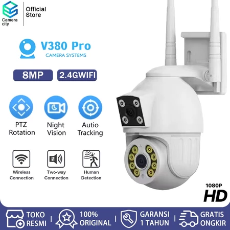 CAMERACITY CCTV V380 Pro Dual Lens Kamera Outdoor WIFI 1080P Motion Detection Two-Way Audio Night Vision Waterproof Security Cameracity Official Store