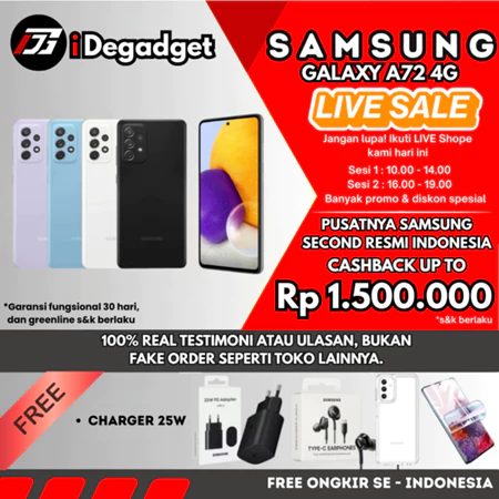 Samsung Galaxy A72 SEIN 256GB 128GB Second Fullset Mulus Original Elegan Original Garansi Resmi Ideponsel Store