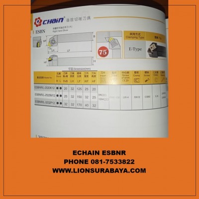 Jual Holder Bubut Luar ESBNR ( SNMG1204 ) Merk Echain