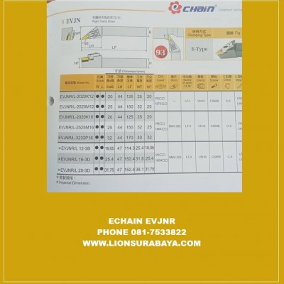 Jual Holder Bubut Luar EVJNR ( VNMG1604 ) Merk Echain