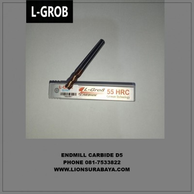 Jual Endmill Carbide 4 Flute Diameter 5mm Panjang 50mm HRC55 Merk L-Grob