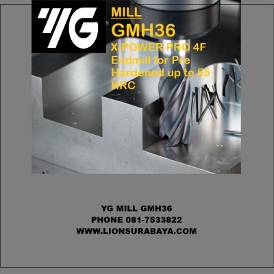 Jual Endmill Carbide 4 Flute untuk pre hardened 55HRC Series GMH36 Merk YG-1 Korea