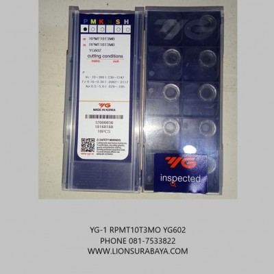 Jual Insert Milling RPMT10T3MO YG602 Merk YG-1 Korea