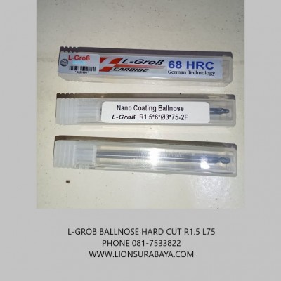 Jual ballnose hard cut R1.5 L75 68HRC merk L-grob