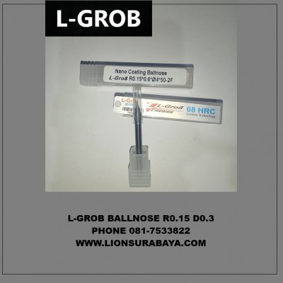jual Ballnose Carbide 2 flute Diameter 0.3mm Radius 0.15mm HRC68 Merk L-Grob