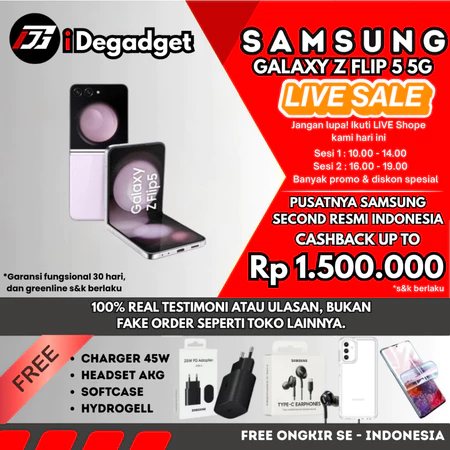 SEIN Samsung Galaxy Z Flip 5 5G 8/512GB 256GB Black Lavender Green Gray Second Fullset Mulus Original Ideponsel Gadget Store