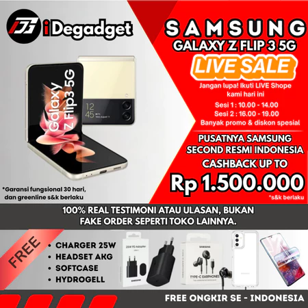 SEIN Samsung Galaxy Z Flip 3 5G 8/256GB 128GB Second Fullset Original Black Green Cream Purple Ideponsel Store