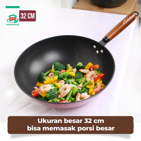 Tifale Hongzhuo Wajan Penggorengan Anti Lengket Batu Medis Ukuran 32 CM Diamond Wok Pan High Quality Premium Anti Lengket Hongzhuo Official Shop