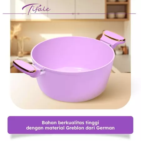 Hongzhuo Tifale Aesthetic Jolie Casserole Pan 24CM Lavender Panci Granit Marble Anit Lengket Panci Mpasi Hongzhuo Official Shop