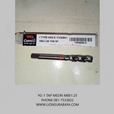 Jual tap mesin spiral M8x1.25 (T2809) merk YG-1