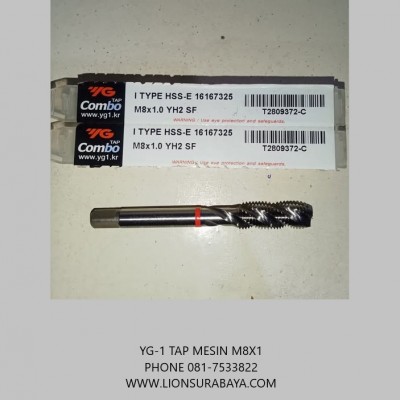 Jual tap mesin spiral M8x1 (T2809) merk YG-1