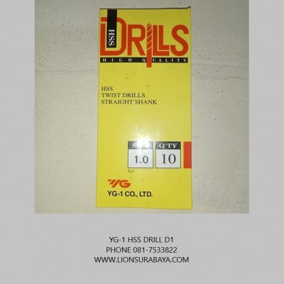 Jual hss drill D1 (D1101) merk YG-1