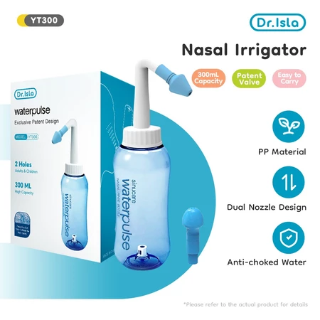 Dr.Isla YT300 Botol Waterpulse /Anak Dewasa Neti pot/Sinus Cuci Hidung / Alat Sinusitis /, Termasuk 1 pencuci hidung + 10 garam pencuci Dr.Isla Official Shop