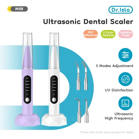Dr.isla Pembersih Karang Gigi Electric Teeth Cleaner Smart Ultrasonic Scaling Cas Portable Pengisian Dasar M08 Dr.Isla Official Shop