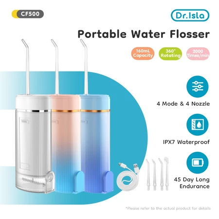 Dr.isla Pembersih Karang Gigi Water Floss Electric Oral Lrrigator 160 Ml Pembersih Gigi Penyesuaian Mode Pembilasan Tiga Kecepatan Dr.Isla Official Shop