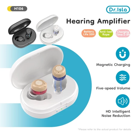 Dr.isla Alat Bantu Dengar Mini Alat Bantu Dengar Orang Tua Isi ulang Kualitas suara HD Pengurangan Kebisingan Yang Cerdas Dr.Isla Official Shop
