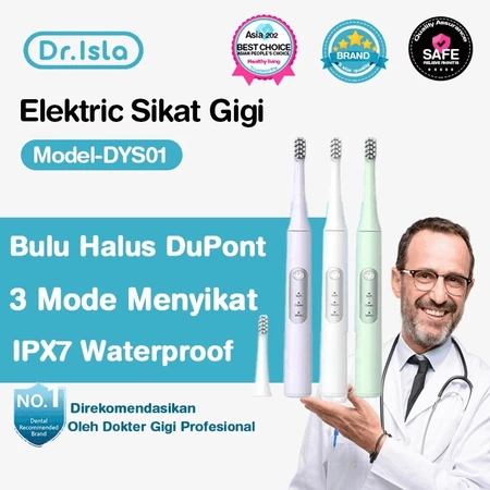 Dr.isla Sikat Gigi Electric DYS01 Beralih di antara tiga mode Sikat Gigi Dewasa Electric Toothbrush Waterproof IPX7 Ultrasonic Vibration Dr.Isla Official Shop