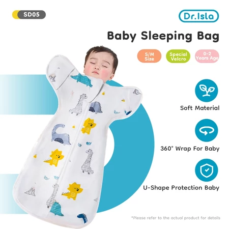 Dr.isla Bedong Bayi 100% Katun Sleep Sack Bayi Selimut Bayi Terbuka Ritsleting Matras & Sprei Kantong Tidur Bayi Bedong Instan SD05 Dr.Isla Official Shop