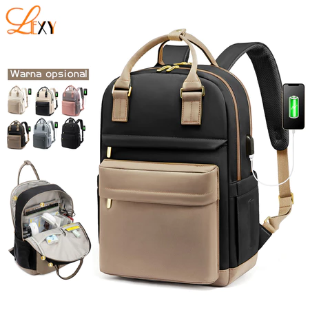LEXY Tas Ransel Sekolah Wanita Fashion Korean Style Waterproof Tas Ransel Laptop 16 inch Tas Ksual Lexy Official Store