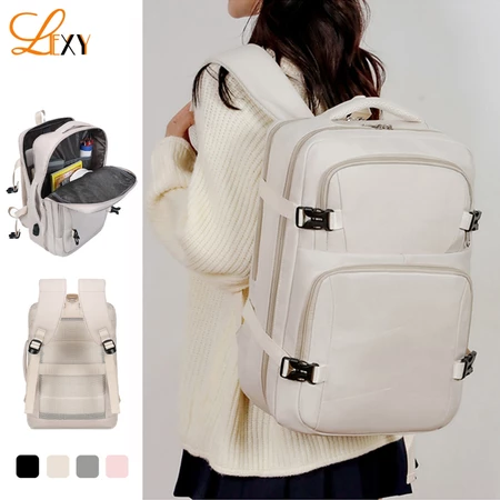 LEXY Tas Ransel Polos Fashion Tas Sekolah Wanita 35L Tahan Air Tas Ransel Laptop 16 inch Uniseks Lexy Official Store