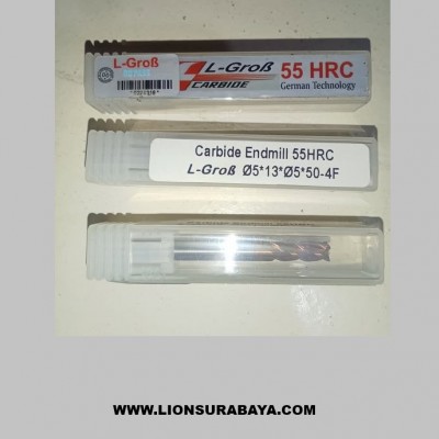 Jual Endmill carbide 4 flute diameter 5mm long 50mm Merk L-grob