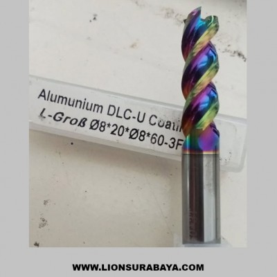 Jual Endmill For Aluminium DLC Coated diameter 8mm 3 flute Merk L-Grob