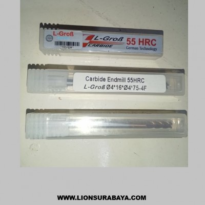 Jual Endmill carbide 4 flute diameter 4mm long 75mm HRC55 merk L-grob