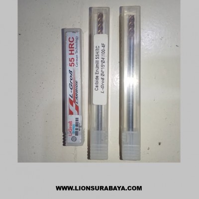 Jual Endmill carbide 4 flute diameter 4mm long 100mm HRC55 Merk L-grob