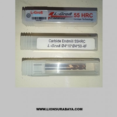 Jual Endmill carbide 4 flute diameter 4mm long 50mm HRC55 merk L-grob
