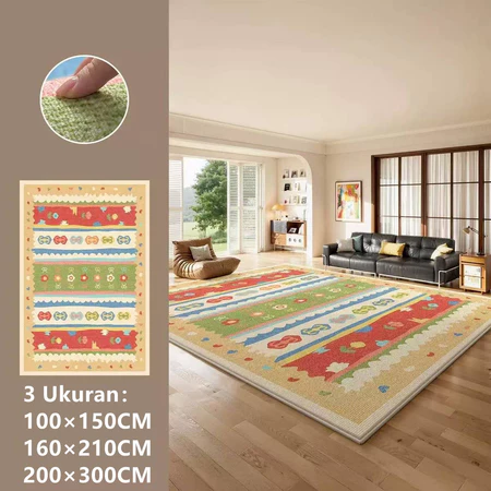 Karpet Lantai Rainbow Style 3 UK  Bahan Polyester Halus Hangta Shop Official