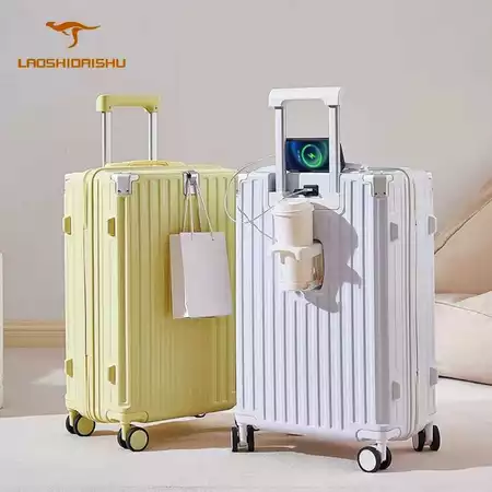 Laoshidaishu Koper mini wanita 18 Inch koper kabin USB charger 20 inch Kapasitas besar 24 Inch koper cup holder 28 Inch Laoshidaishu Official Store