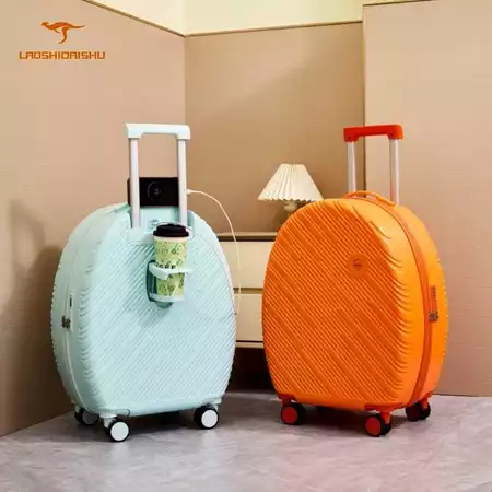 Laoshidaishu Koper mini bundar 18 Inch koper kabin 20 Inch koper charger koper cup holder wanita 24 Inch Laoshidaishu Official Store