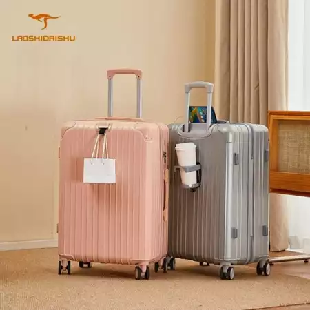 Laoshidaishu Koper 24 Inch pengisian daya usb Kotak Kata Sandi 22 Inci dengan Tempat Cangkir koper kabin 20 Inch Laoshidaishu Official Store