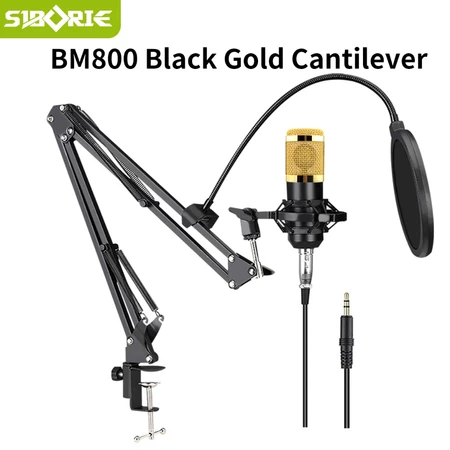 Siborie BM800 kondensor mikrofon 3.5mm Soket Cantilever support paket lengkap Satu set dudukan lengkap mic Siborie Official Shop
