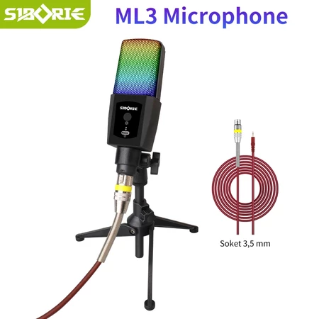 Siborie ML3 Condenser Mic 3.5mm USB Type-C RGB Colorful Light For Gaming Live Streaming Recording With anti-vibration Stand Siborie Official Shop