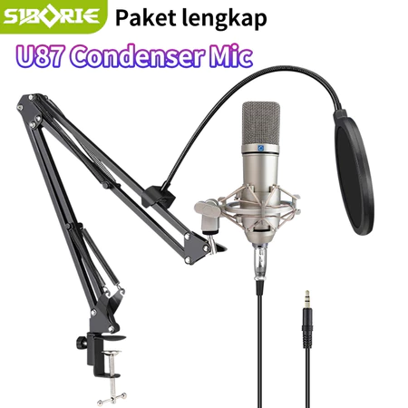 Siborie U87 kondensor mikrofon 3.5mm Soket paket lengkap Satu set dudukan lengkap Siborie Official Shop
