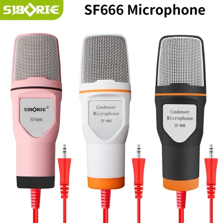 Siborie 3.5mm Mikrofon Kondenser SF666 Studio Mikrofon dengan Tripod Untuk Komputer Karaoke Mic Condenser Microphone Siborie Official Shop