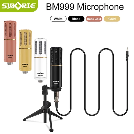 Siborie BM999 Microphone Kondenser Bahan logam berkualitas tinggi Mikrofon studio profesional For Soundcard Gaming Siborie Official Shop