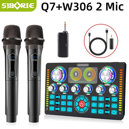 Siborie Q7 Soundcard+ W306 Two Wireless microphone Mikrofon soundcard 2 mic SET Streaming Langsung Siborie Official Shop