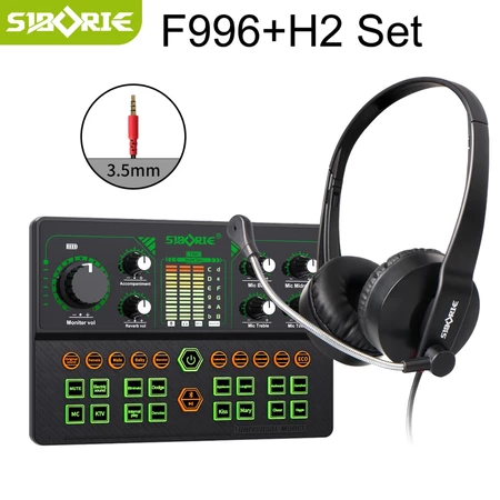Siborie F996 Soundcard+H2 headphone full set soundcard headphone paket lengkap HIFI sound quality karaoke Siap COD Siborie Official Shop