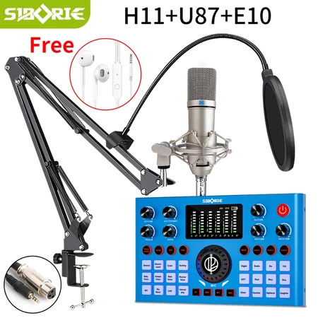 Siborie H11 Sound Card +U87 Mic Set Tingkat tinggi Paket Lengkap Pengiriman cepat Satu set dudukan lengkap gratis Siborie Official Store