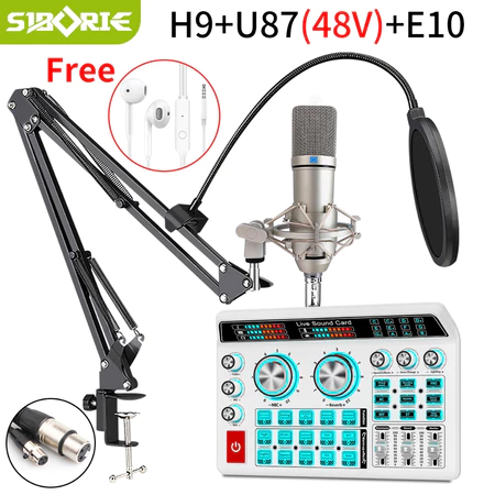 Siborie H9+U87 48V Full Set soundcard mic paket lengkap for live Streaming Media Siborie Official Store