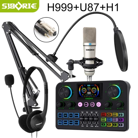 Siborie Siap COD H999 Soundcard + U87 Mic + H1 Headphone Paket Lengkap Pengiriman Cepat Satu Set Dudukan Lengkap Gratis Siborie Official Store