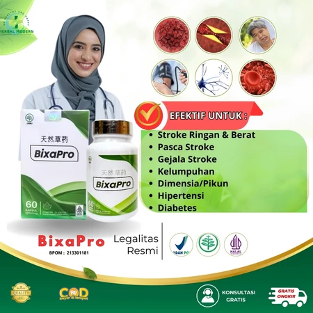 BIXAPRO - 60 Kapsul Atasi Stroke Memperlancar Tekanan Darah Hipertensi Kolesterol Sobat Herbal Official