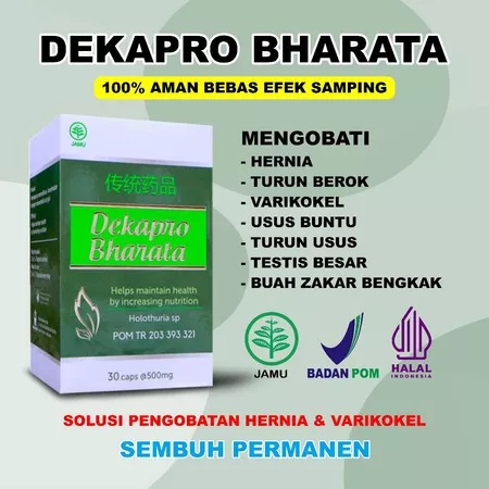 Obat Hernia Ampuh Turun Berok varikokel Buah Zakar Bengkak Testis Besar Dekapro Bharata Isi 30 Kapsul 100% Original Dekapro Bharata Official Store