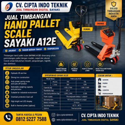 HAND PALLET TIMBANGAN 2 TON MERK SAYAKI / SONIC /CAS / GSC